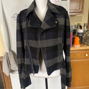 Juniors American Eagle Wool Plaid Moto Jacket Large Y2K